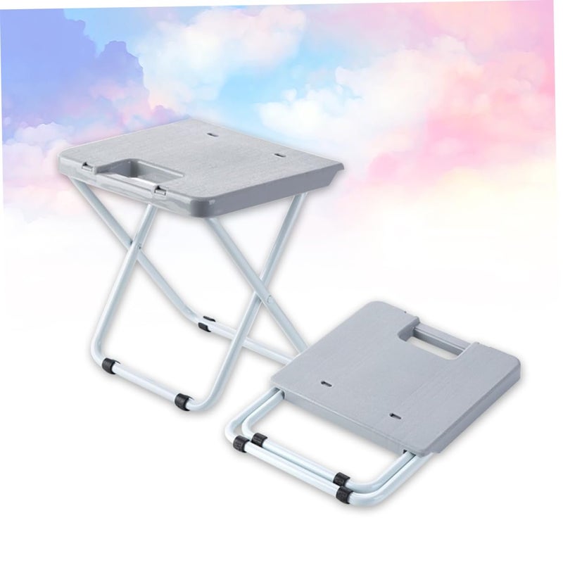 Portable Folding Stool Lightweight Compact Seat For Outdoor Camping Fishing Home Grey - Image 5