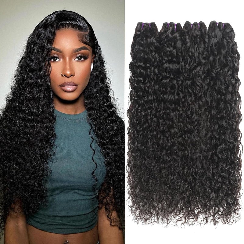 Beauty Queen 16A Grade Bundles Human Hair Water Wave 18 18 18 18 Inch 100 Unprocessed Brazilian Raw Bundles Human Hair 4 Thick Bundles Double Weft Hair Extensions for Black Women