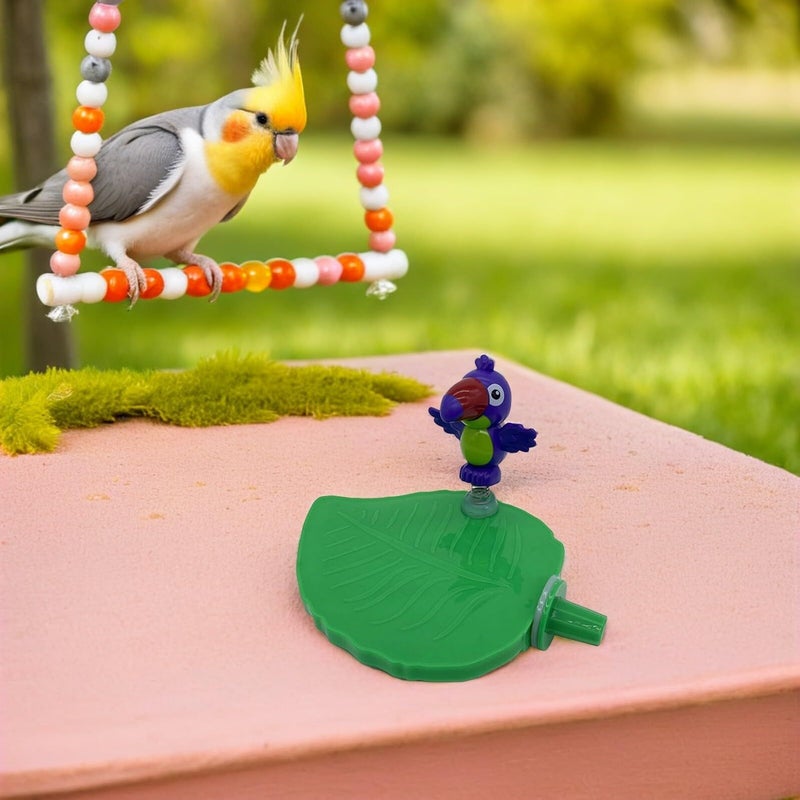 2 Pcs Parrot Play Gym Perch Stand Branch With Leaf Design Plastic Grinding Resting Platform For Small Birds Parakeets Parrots Cage Accessories Green - Image 5