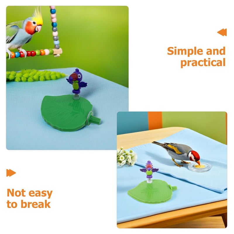 2 Pcs Parrot Play Gym Perch Stand Branch With Leaf Design Plastic Grinding Resting Platform For Small Birds Parakeets Parrots Cage Accessories Green - Image 4