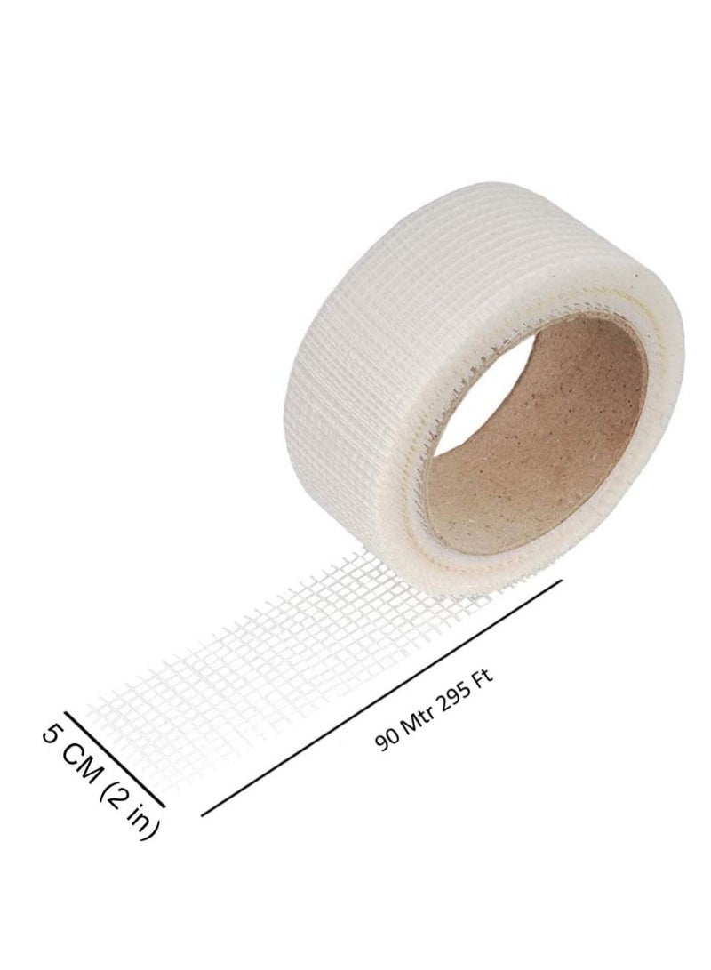 ASG 50mm X 90mtr Long Plasterboard Mesh Joint Scrim Drywall Fibre Glass Self Adhesive, Wall Hole or Crack Repair Gypsum Board Joint Tape - Image 2