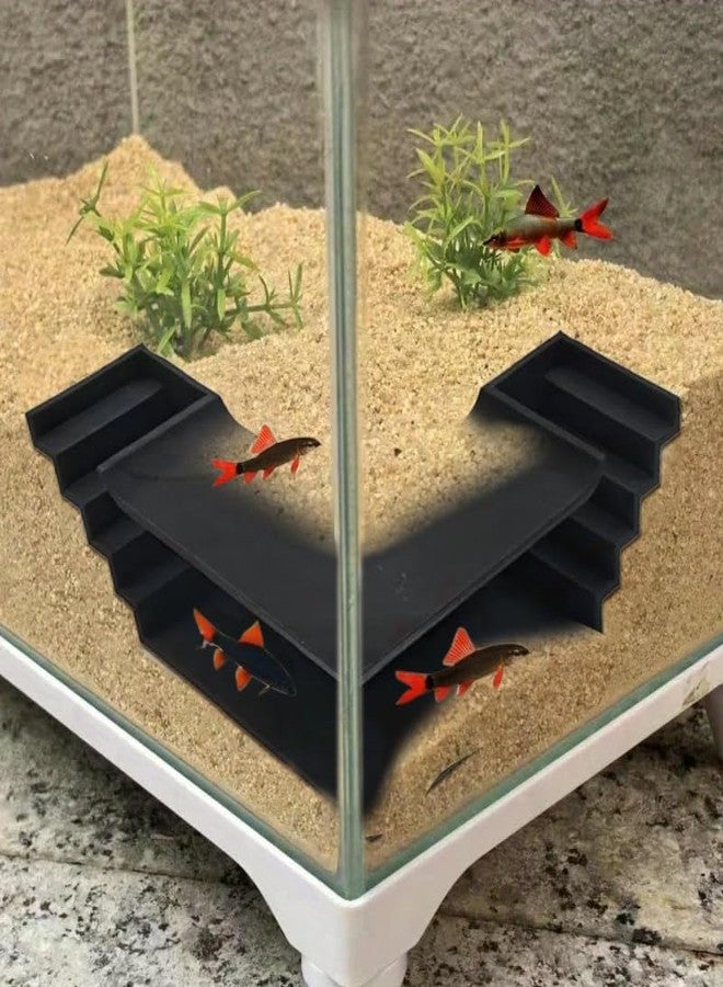 LingoFoto Aquarium Undergravel Fish Tunnel Hide Cave Corner Tank Decorations Under Gravel Viewing Tunnel Fish Cave for Aquarium Hideout (Black,Style 1) - Image 3