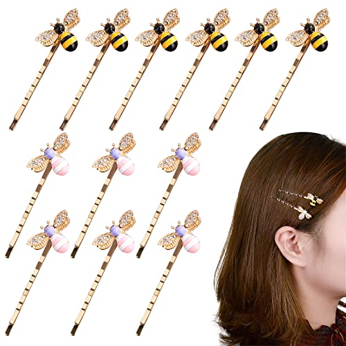DonLeeving Luckycivia 12 Pcs Metal Cute Bee Hairpin, Exquisite Alloy Crystal Bee Hair Side Clips, Honeybee Hair Accessories for for Women Girls and Teen (2 Colors) - Image 1