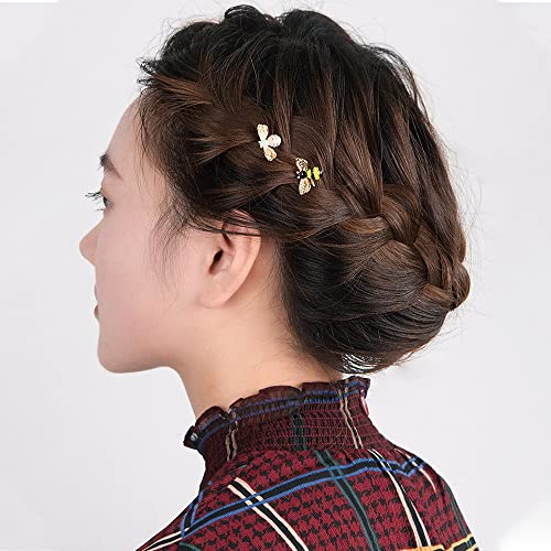 DonLeeving Luckycivia 12 Pcs Metal Cute Bee Hairpin, Exquisite Alloy Crystal Bee Hair Side Clips, Honeybee Hair Accessories for for Women Girls and Teen (2 Colors) - Image 3