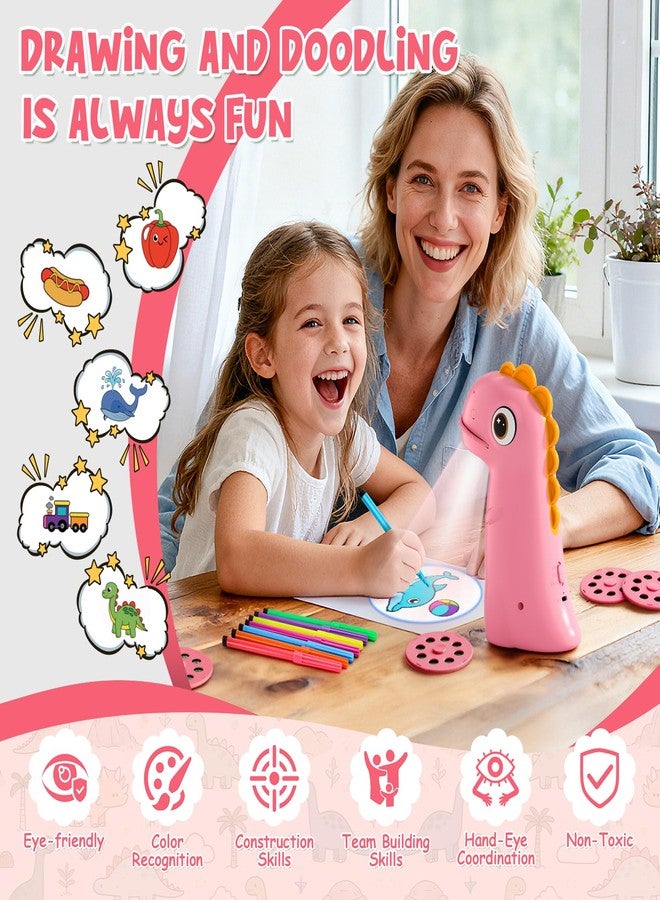CS COSDDI جهاز عرض الرسم CS COSDDI للأطفال، سلة عيد الفصح للأطفال، جهاز عرض ديناصور قابل لإعادة الشحن، لعبة تتبع سهلة للأطفال من سن 3 إلى 14 عامًا لتعلم الرسم، هدية مثالية لعيد الفصح للبنات والأولاد - Image 3