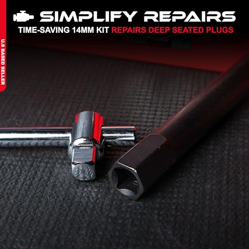ABN Spark Plug Thread Repair Rethreading Set, 14mm Metric – Rethreading Tool Kit – Comprehensive Taps, Inserts, & More - Image 3