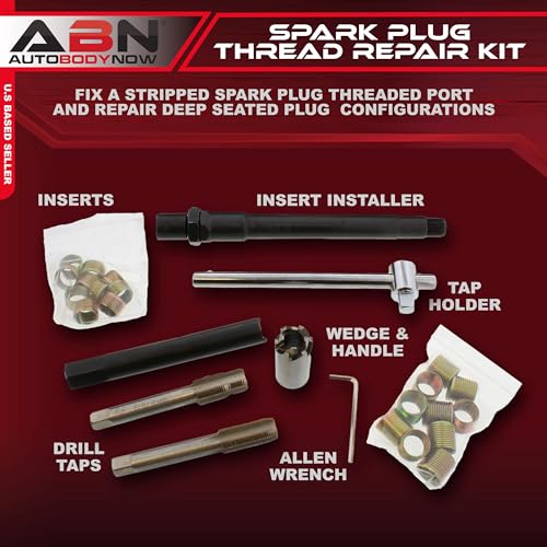 ABN Spark Plug Thread Repair Rethreading Set, 14mm Metric – Rethreading Tool Kit – Comprehensive Taps, Inserts, & More - Image 2