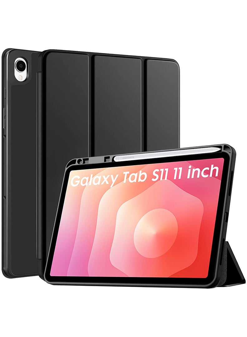 Theodor Case Compatible with Samsung Galaxy Tab S11 2025 11 Inch, Smart Case with Pencil Holder, Slim Trifold Stand Case with Soft TPU Back, Auto Sleep/Wake Cover- Black - Image 1