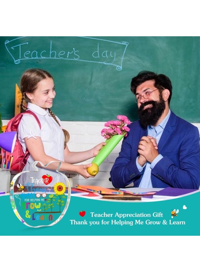 KOWVOWZ Teacher Appreciation Gifts for Women Men, Thank You for Helping Me Grow & Learn, Thank You Teacher Gifts from Student Office Desk Decoration - Image 4