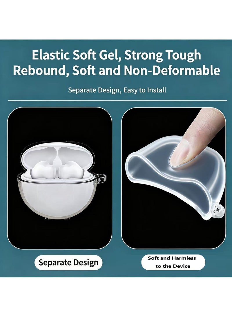 Youque Huawei Freebuds 7i Clear Case with Carabiner, Premium TPU Cover, Wireless Charging, Headphone Accessories - Image 2