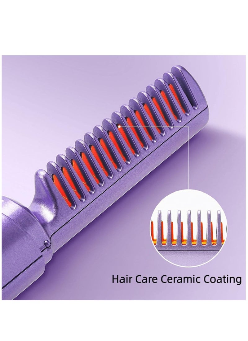 ELTRAZONE Rechargeable Mini Hair Straightener - Portable Cordless Electric Hot Comb Hair Straightener, Purple - Image 5