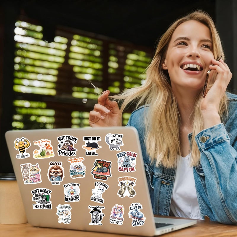 Airnogo Fun Animal Stickers with Witty Phrase 200 Pcs Playful Animals Sticker Pack, Waterproof Vinyl Stickers for Water Bottles Laptop Scrapbooking Journal Scooter Luggage Skateboard Tumbler Cup Notebook etc - Image 2