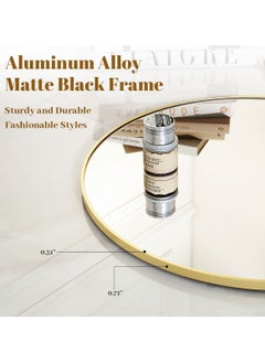 YQbest Round Bathroom Mirror, 24 inch Circle Mirror, Round Wall Mirror with Simple Metal Frame, Modern Round Hanging Mirror for Bathroom, Hallway, Living Room (Gold)  - Image 3