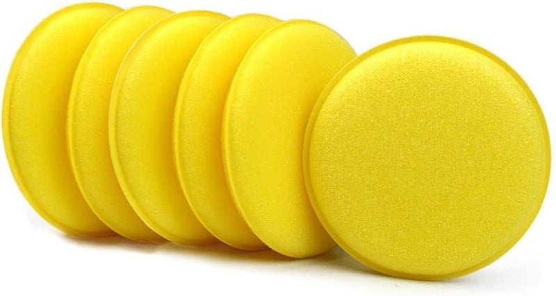 carrr 6pcs Wax Applicator Foam Sponge, Ultra-Soft Detailing Applicator Pads for Any Cars, Truck, Boat, Motorcycle and RV, Round Sponge Wax Polish for Hand Polish Cleaning Tool Yellow - Image 1