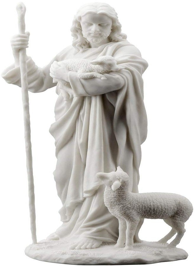 WU Jesus The Good Shepherd Statue Sculpture 11 ½-Inch (White) - Image 1