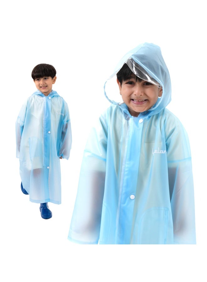 لايف لونج معطف المطر "Drench Dew" من Lifelong للأطفال (للأولاد والبنات، 8-9 سنوات) | معطف طويل مقاوم للماء من طبقة واحدة (PVC) مع غطاء رأس قابل للتعديل | مصنوع من البوليستر خفيف الوزن | سترة مطر للجنسين بطول قياسي (لون أزرق سماوي) - Image 1