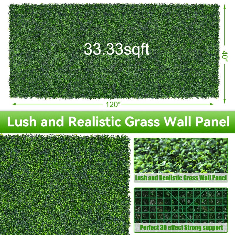Evernature Artificial Boxwood Roll,40x120 in(33.3 sqft) UV-Anti Faux Ivy Grass Wall Backdrop for Balcony Privacy, Fake Grennery Wall Decor for Garden, Patio, Backyard - Image 2