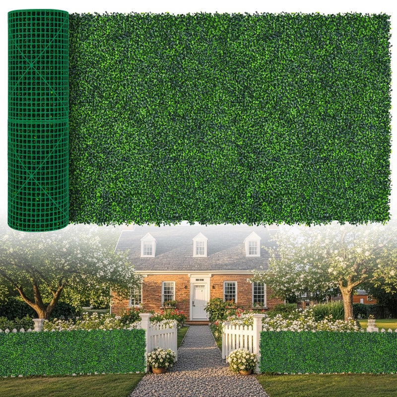 Evernature Artificial Boxwood Roll,40x120 in(33.3 sqft) UV-Anti Faux Ivy Grass Wall Backdrop for Balcony Privacy, Fake Grennery Wall Decor for Garden, Patio, Backyard - Image 1