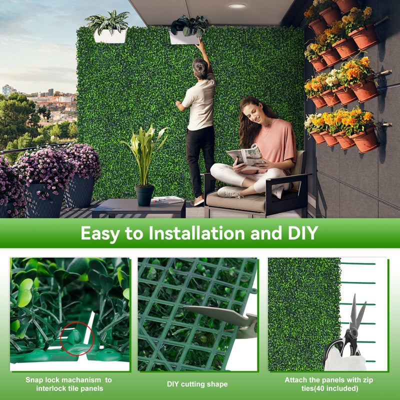 Evernature Artificial Boxwood Roll,40x120 in(33.3 sqft) UV-Anti Faux Ivy Grass Wall Backdrop for Balcony Privacy, Fake Grennery Wall Decor for Garden, Patio, Backyard - Image 4
