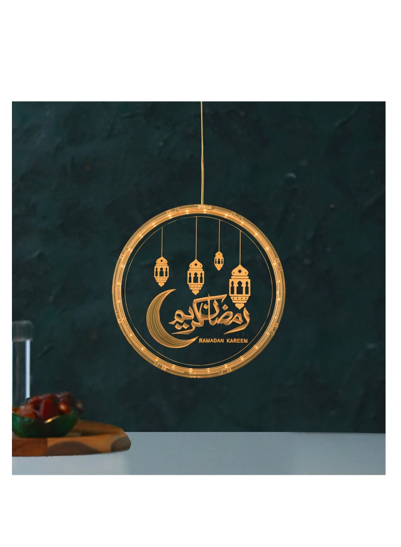 هلالفل هلال رمضان كريم مُعلق | مناسب لغرفة المعيشة، غرفة النوم، والأماكن الخارجية | هدية مثالية لديكور المنزل في رمضان، العيد، أعياد الميلاد، حفلات الزفاف، حفلات الانتقال إلى منزل جديد | يعمل بالبطارية - Image 1