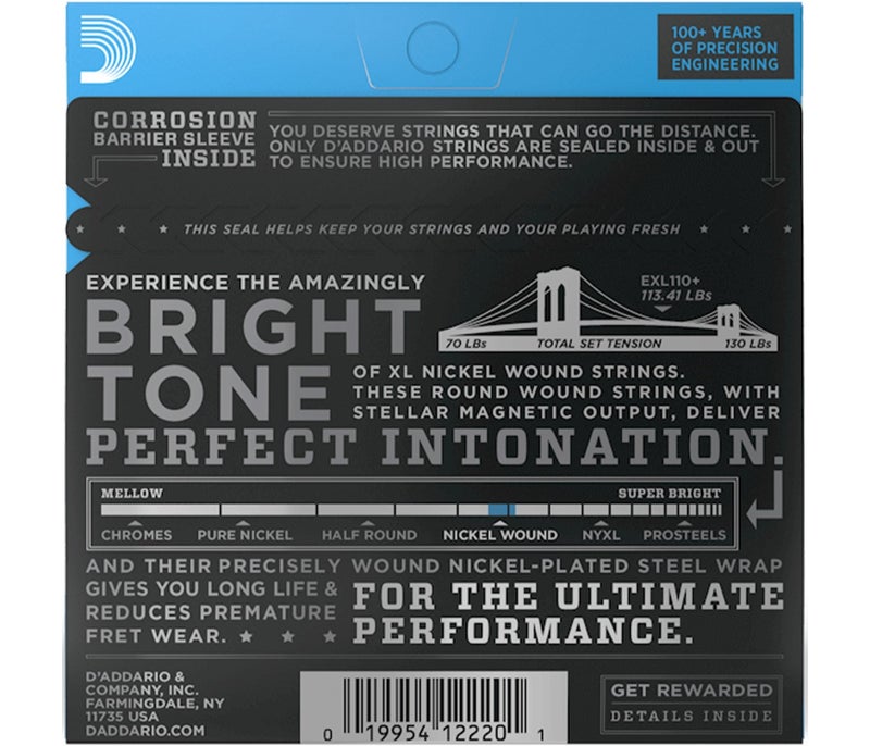 D'Addario EXL110+ Nickel Wound Electric Guitar String Regular Light Plus - 10.5-48 - Image 2