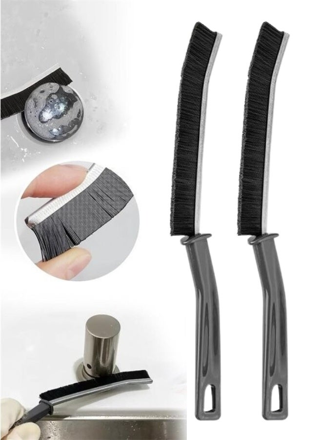 فالمر 2 قطعه فرشاة تنظيف متعددة الاستخدامات لتنظيف الفواصل والزوايا والأحواض والجدران والأرضيات والمرحاض وحوض الاستحمام والنوافذ والأرائك، مصنوعة من بلاستيك وفولاذ عالي الجودة، بمقبض مريح مضاد للانزلاق وفرش مزدوجة لتنظيف عميق دون خدش الأسطح - Image 1