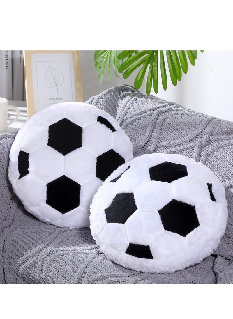 SYOSI Soccer Throw Pillow, 2Pcs Soft Stuffed Cushion, Sports Toy Pillow, Cute Shaped Sports Decor Round Plush Pillow, Sport Theme Cushion Stuffed Pillow for Bedroom Sofa Decoration Children's Gifts  - Image 1