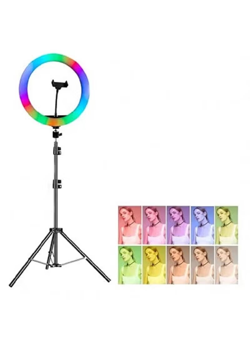 MJ33 13-Inch RGB LED Ring Light with Phone Holder | USB Powered Video Fill Light for Selfie, Vlogging, Makeup & Photography - Image 2