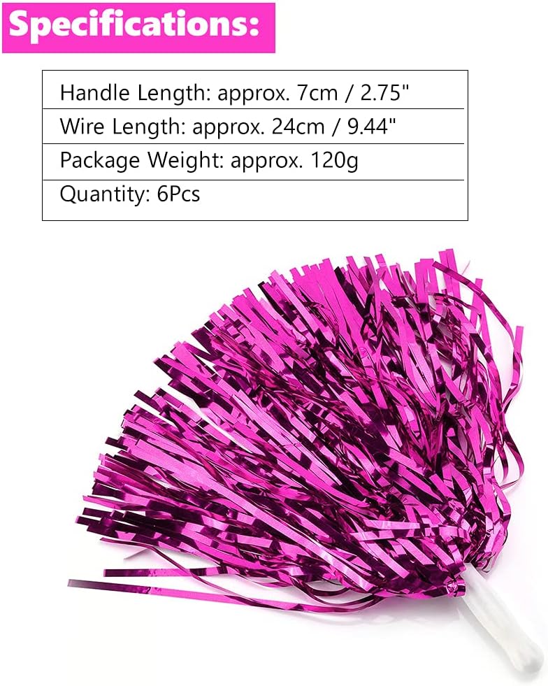 comfrt 6Pcs Cheerleading Pom Poms Cheerleader Sports Party Dance Accessory Hand Flowers Pompoms Cheers -12 Colors to Choose - Image 3