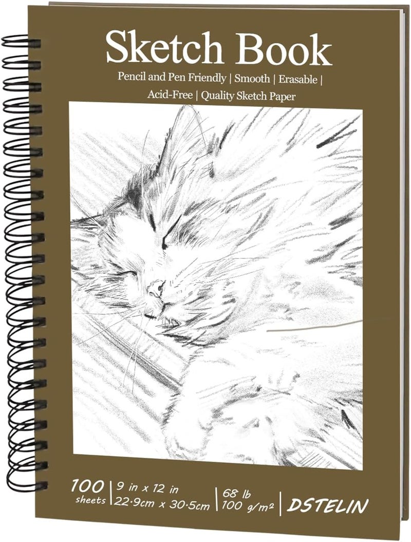 DSTELIN DSTELIN Hardcover Sketchbook 100 Sheets Spiral Bound Sketch Pad 9 x 12 Drawing Paper Pad for Marker Painting Drawing and Sketching  - Image 1