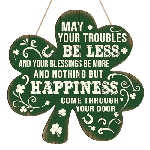 Sophena Wooden St Patricks Day Decoration Shamrock Door Wreath for Front Door Sign Wall Signs Shamrock Clover Spring Decoration, Irish Sign Welcome Hanging for Home Decor Party Outdoor Indoor Supply - Image 2