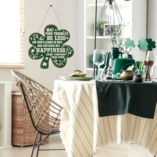 Sophena Wooden St Patricks Day Decoration Shamrock Door Wreath for Front Door Sign Wall Signs Shamrock Clover Spring Decoration, Irish Sign Welcome Hanging for Home Decor Party Outdoor Indoor Supply - Image 3