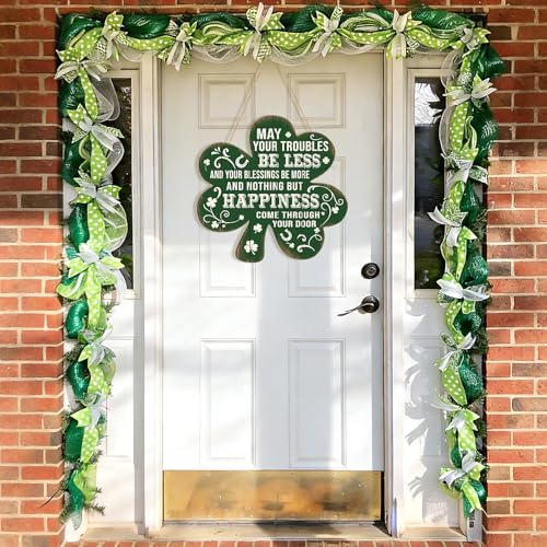 Sophena Wooden St Patricks Day Decoration Shamrock Door Wreath for Front Door Sign Wall Signs Shamrock Clover Spring Decoration, Irish Sign Welcome Hanging for Home Decor Party Outdoor Indoor Supply - Image 4