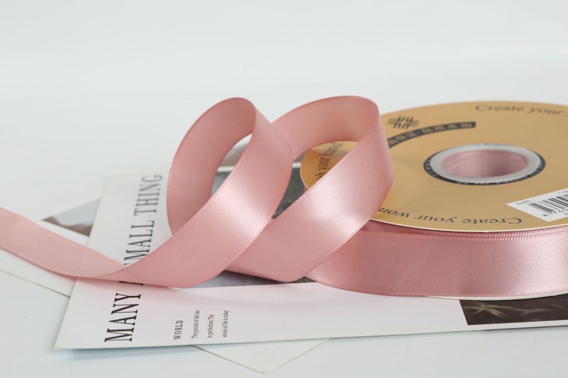 2.5cm Solid Plain Polyester Ribbon for DIY Crafts 162# lotus root crystal powder 