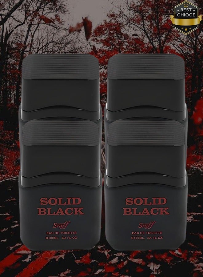 سنيف 4 قطع عطر سوليد بلاك للرجال 100 مل - Image 1