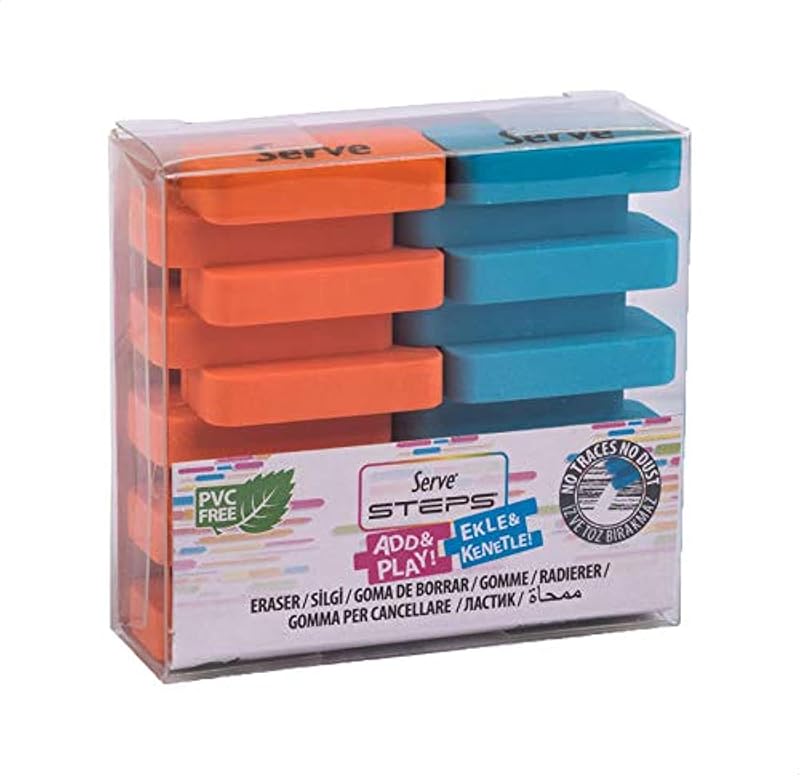 Serve SV-STEPSSGP2FMFT STEPS Eraser, Set of 2 - Orange and Blue