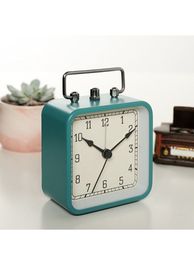 Hense Small Alarm Clock For Students, Wake-up Helper, Lazy Person's Alarm, Desktop Small Clock, Children's Bedside Silent Clock Ha42 Blue - Image 2