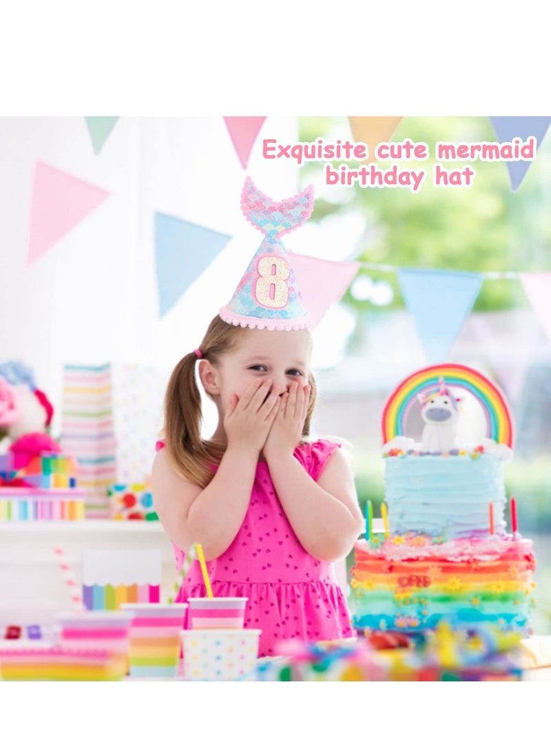 SYOSI Mermaid Party Hats, 3PCS Glitter Mermaid Hat, Birthday Party Cone Hat, Glitter Sparkle Headband Decoration Crown Hat for Kids Boys Girls, Mermaid Theme Kids Birthday Party Supplies - Image 4