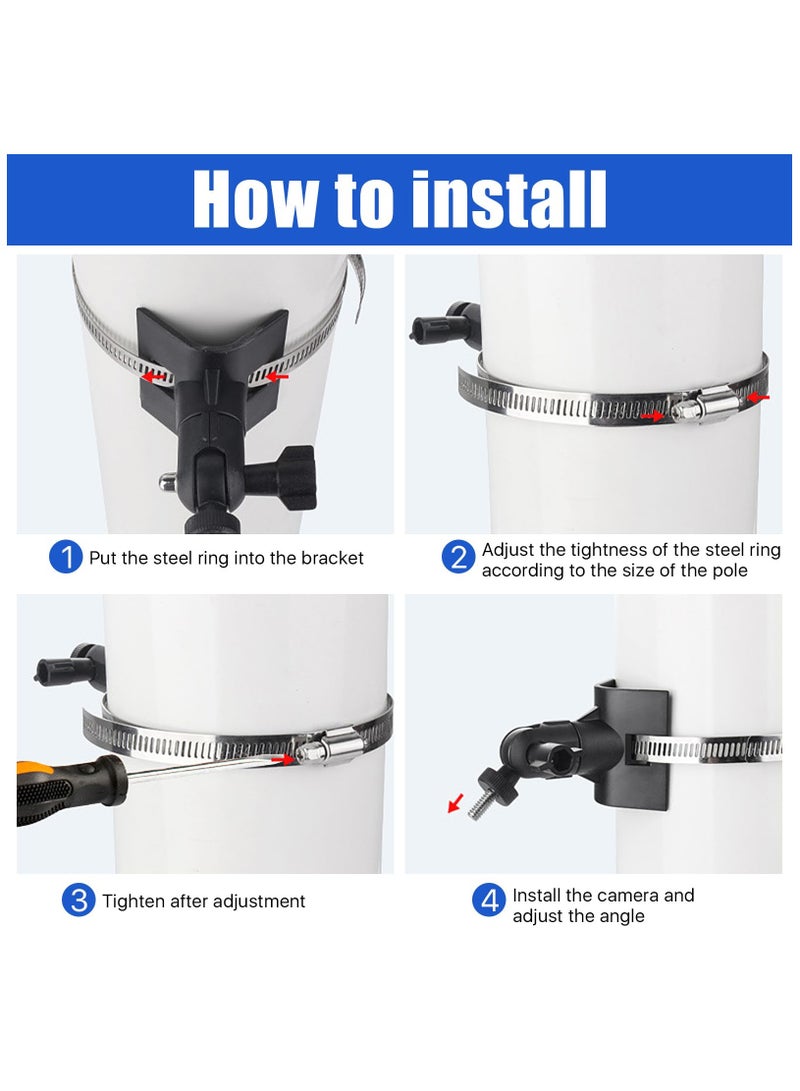 SOLARAE حامل عمود عالمي لكاميرات Arlo وEufy وGoogle Nest Cam وStick Up Cam/Pro وكاميرا Ring الداخلية، يناسب جميع كاميرات المراقبة ذات الثقوب القياسية 1/4 (أسود، عبوة واحدة) - Image 5