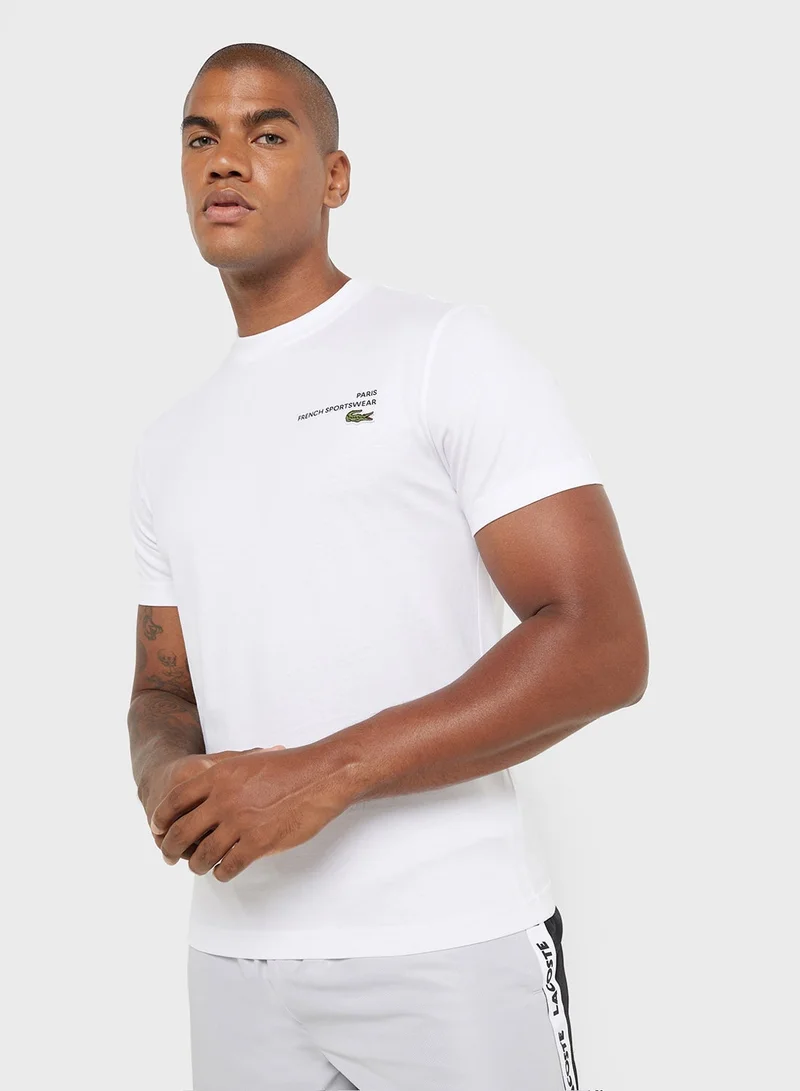 LACOSTE Logo Graphic Crew Neck Short Sleeve T-Shirt