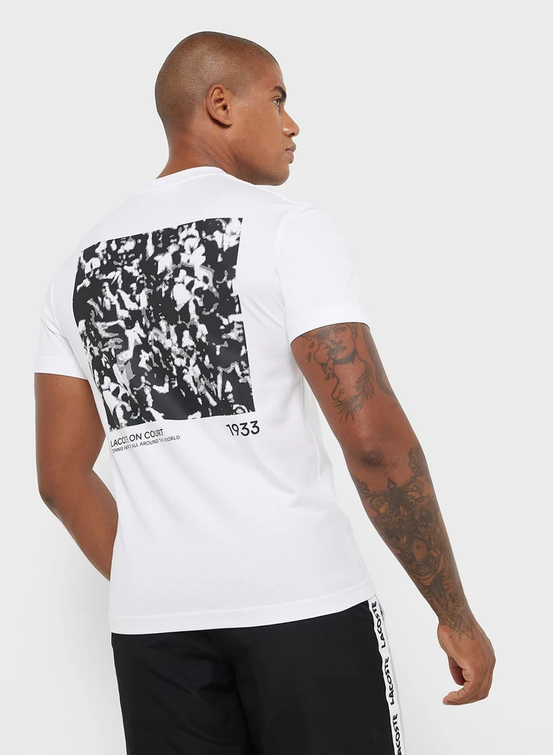 LACOSTE Logo Graphic Crew Neck Short Sleeve T-Shirt