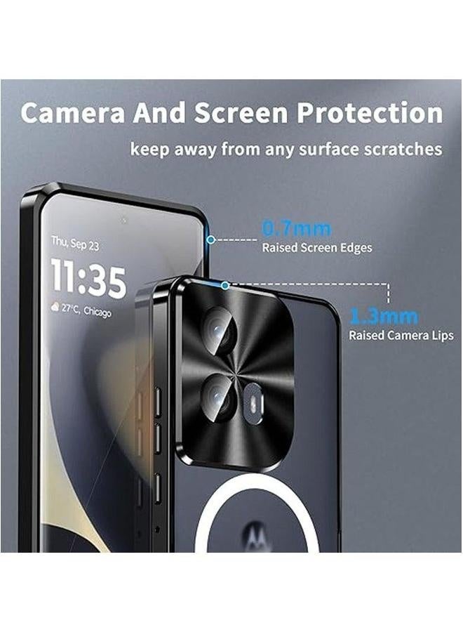 Case Compatible with Motorola Edge 5G 2024, 【Compatible Mag-safe】 Magnetic Adsorption Metal Bumper Back Translucent Matte PC Cover for Moto 50  - Image 4