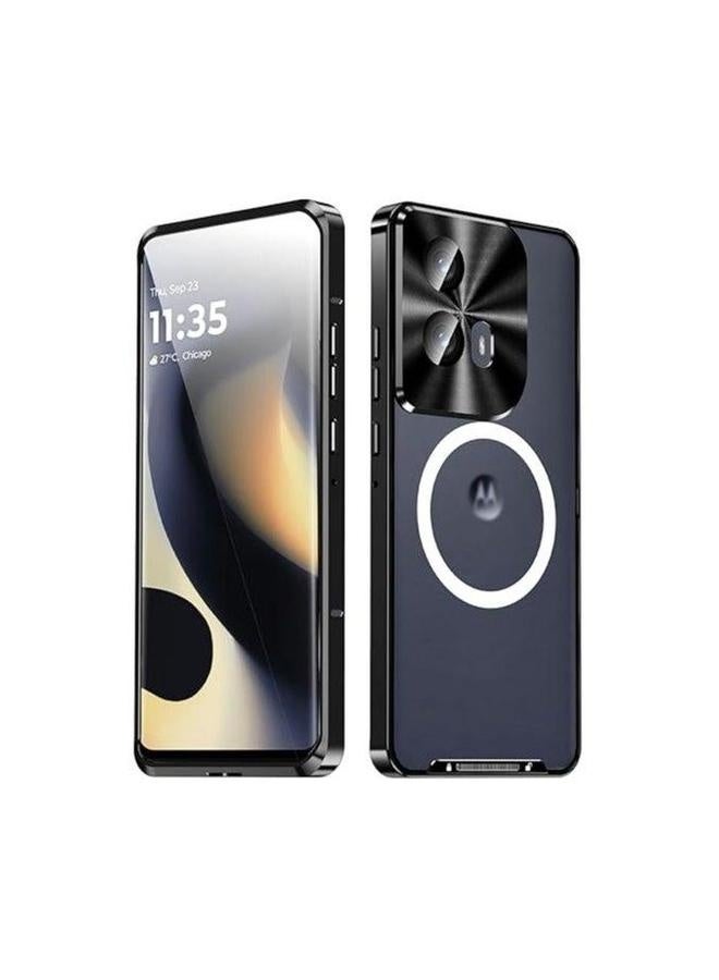 Case Compatible with Motorola Edge 5G 2024, 【Compatible Mag-safe】 Magnetic Adsorption Metal Bumper Back Translucent Matte PC Cover for Moto 50  - Image 1