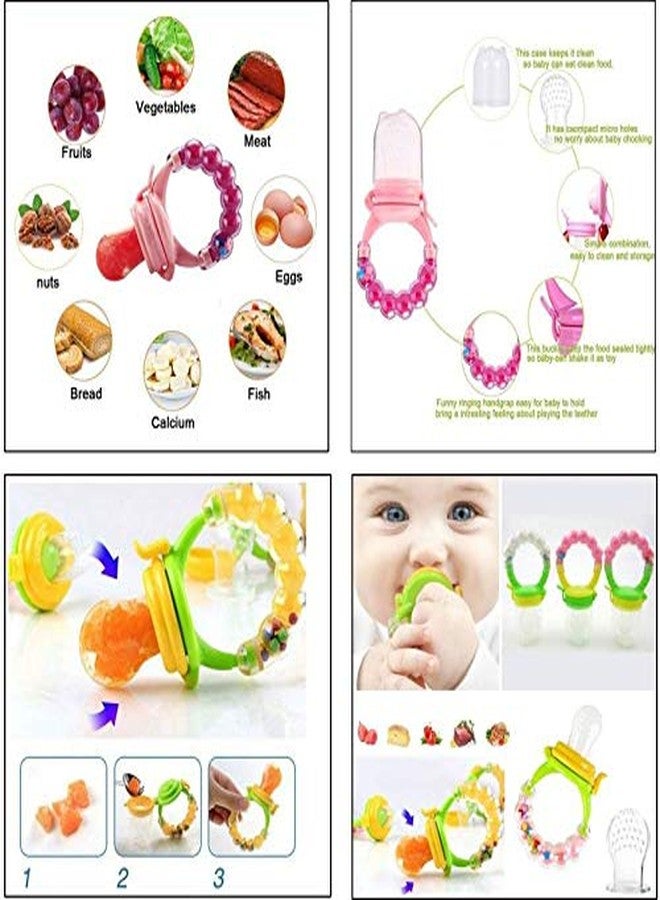 First Trend BPA-Free Silicone Nipple Food Nibbler for Fruits (Rattle Nibbler Pink) - Image 2