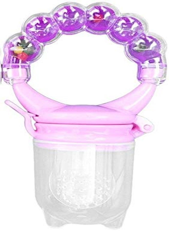 First Trend BPA-Free Silicone Nipple Food Nibbler for Fruits (Rattle Nibbler Pink) - Image 1