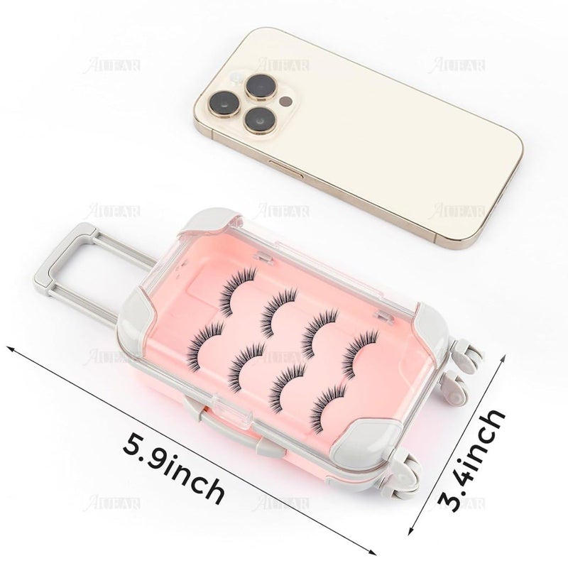 Homely Haven Homely Haven Transparent Mini Eyelash Luggage Case Plastic Suitcase Packaging Creative Cute False Eyelash Storage Box Holder Organizer for Women Girls For Travel Multicolor Pack Of 1  - Image 3