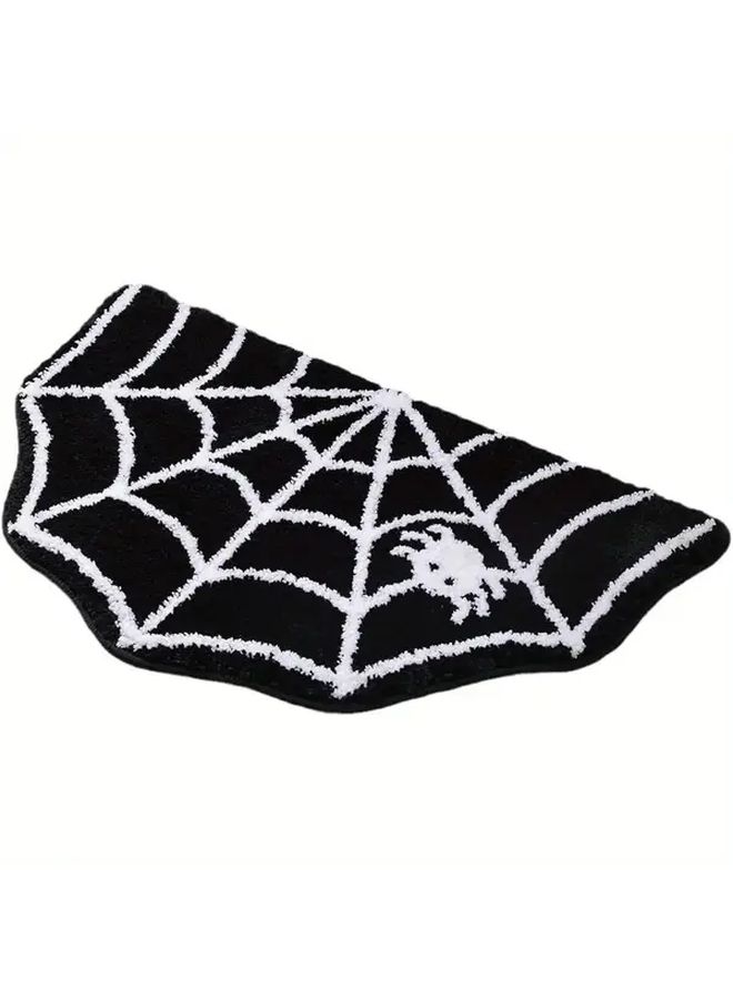Black Spider Halloween Bath Mat Non Slip Machine Washable Bathroom Decor - Image 1