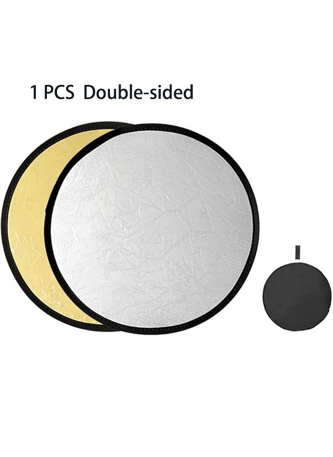 Generic 30 CM Photography Reflector, Silver Gold 2 In 1 Light Reflector, Portable Mini Round Collapsible Light Reflector for Studio Outdoor Photography (Silver/White)  - Image 1