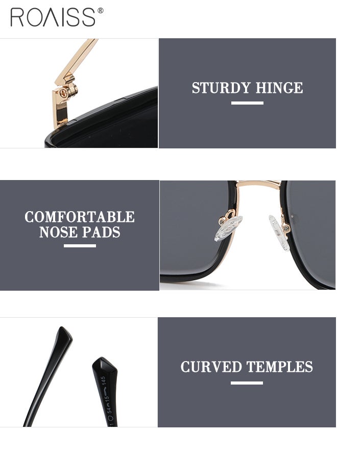 roaiss 2 Pcs Vintage Square Sunglasses for Women, UV400 Protection Sun Glasses, Fashion Decorative Eyewear for Outdoor Party Street Photography, 54mm - Image 4