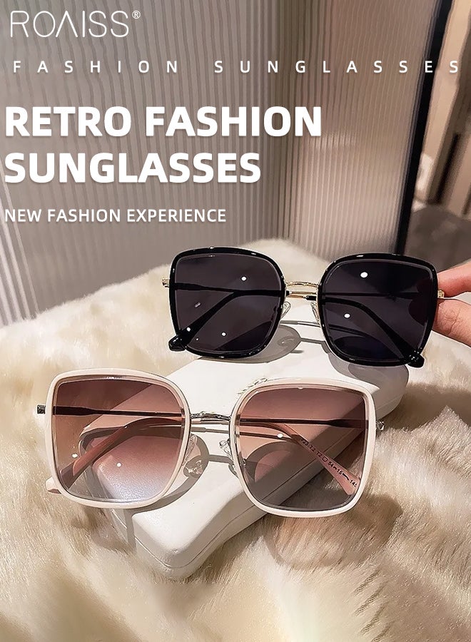 roaiss 2 Pcs Vintage Square Sunglasses for Women, UV400 Protection Sun Glasses, Fashion Decorative Eyewear for Outdoor Party Street Photography, 54mm - Image 5